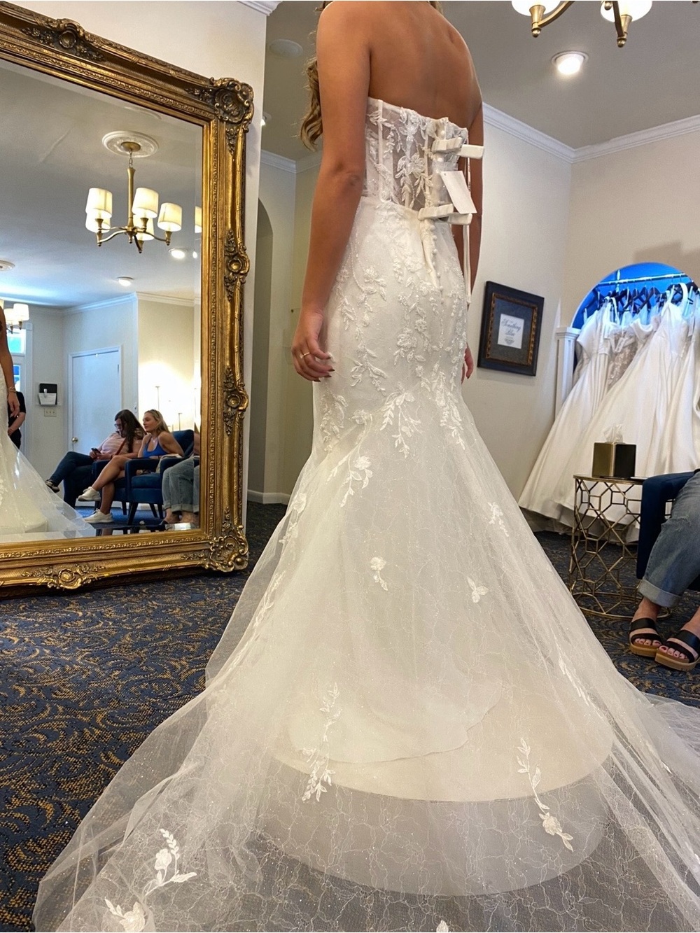 Strapless Lace Mermaid Wedding Dress in White By Stella York